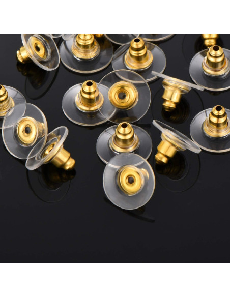 200 Piezas Respaldo de Pendientes Oro Outus - Goma 200 Piezas Respaldo de Pendientes Oro Outus - Goma