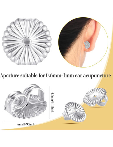 Respaldos de Pendientes Hicarer 8 Piezas Plata 9 mm Jumbo