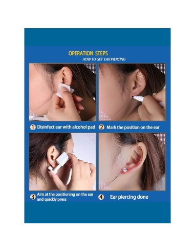 Kit de Perforación de Orejas DJCIW 21 Piezas Oro 3mm CZ