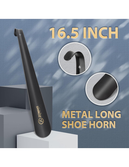 Cuerno de Zapato ZOMAKE Mango Largo 41.91 cm Metal Negro Cuerno de Zapato ZOMAKE Mango Largo 41.91 cm Metal Negro