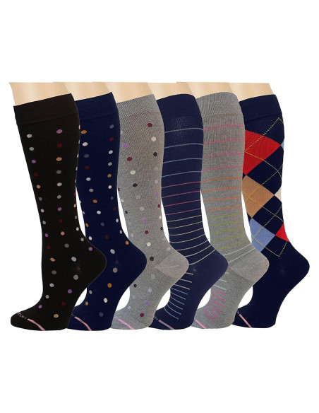 Paquete de 6 pares de calcetines de compresión Dr. Motion Paquete de 6 pares de calcetines de compresión Dr. Motion