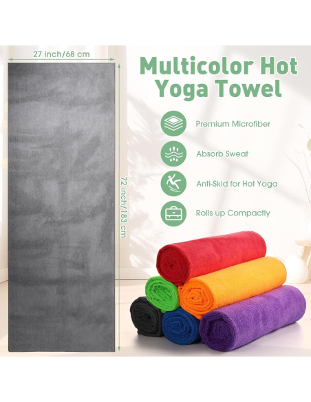 Toallas de Yoga Antideslizantes Breling 6 Pcs Microfibra 68x183cm Toallas de Yoga Antideslizantes Breling 6 Pcs Microfibra 68x183cm