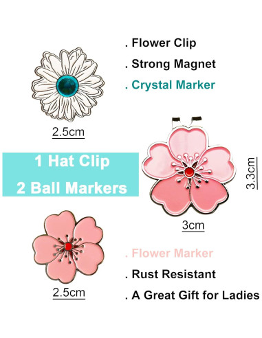 Conjunto de Marcadores de Golf Magnéticos Eshan y Clip Flor