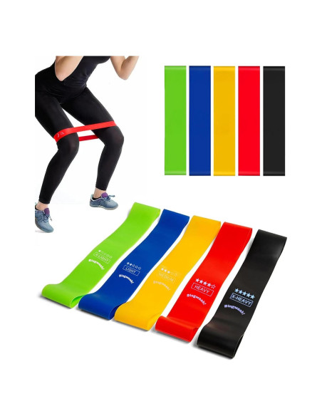 Set de 5 Mini Bandas de Resistencia Bingwaah - Entrenamiento y Rehabilitación Set de 5 Mini Bandas de Resistencia Bingwaah - Entrenamiento y Rehabilitación