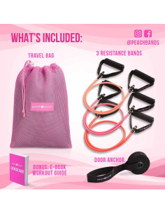 Conjunto de Bandas de Resistencia Peach - 3 Bandas + Ancla + Guía 2