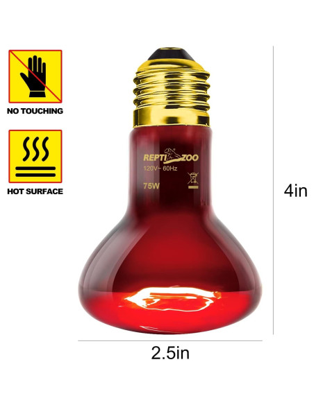 Lámpara de Calor Infrarrojo REPTI ZOO 75W para Reptiles 2PCS Lámpara de Calor Infrarrojo REPTI ZOO 75W para Reptiles 2PCS