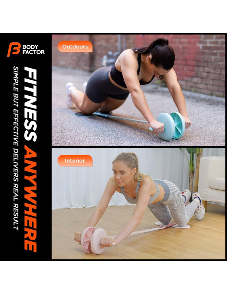 Rueda Ab Roller Body Factor Rosa Loto con Almohadillas Rueda Ab Roller Body Factor Rosa Loto con Almohadillas