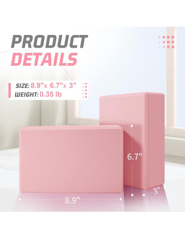 Bloques de Yoga Biguphate 2 Pack EVA Antideslizantes Rosa