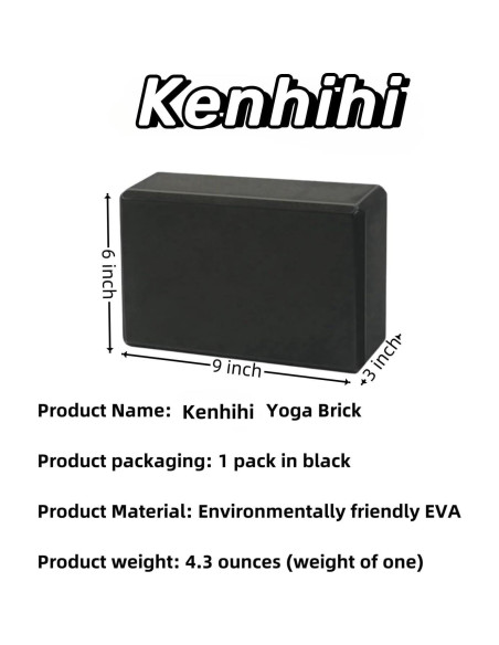 Bloque de Yoga Kenhihi EVA Antideslizante 23x15x8 cm Negro Bloque de Yoga Kenhihi EVA Antideslizante 23x15x8 cm Negro