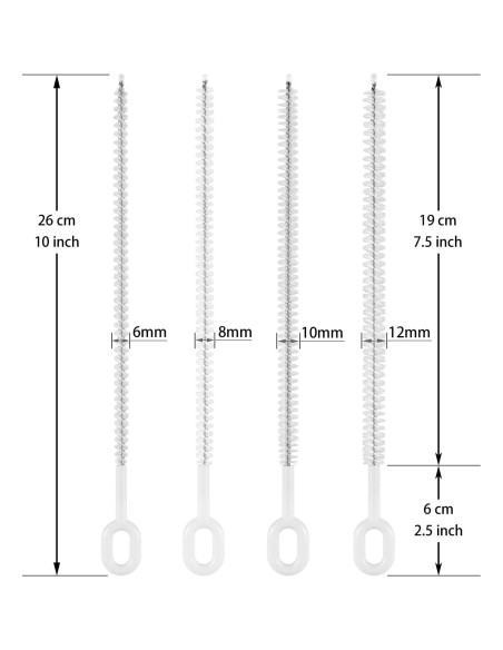 Juego de Cepillos para Limpiar Pajitas Mt.Jun - 4 Unidades, 6-12 mm Juego de Cepillos para Limpiar Pajitas Mt.Jun - 4 Unidades, 6-12 mm