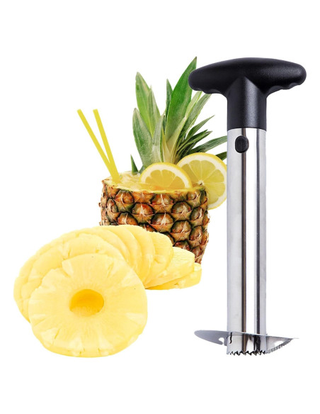 Cortador y Descorazonador de Piña Genérico Acero Inoxidable Cortador y Descorazonador de Piña Genérico Acero Inoxidable