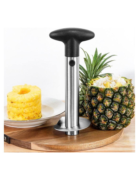 Cortador y Descorazonador de Piña AllStyle - Acero Inoxidable, Negro Cortador y Descorazonador de Piña AllStyle - Acero Inoxidable, Negro