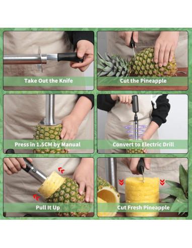Cortador de Piña Newness Eléctrico y Manual Acero Inoxidable