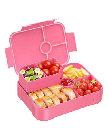 Caja de Almuerzo Bento Rosa 1150ml a Prueba de Fugas Niños