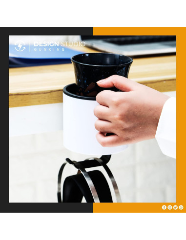 Soporte de Taza y Auriculares Gunking Blanco 2 en 1