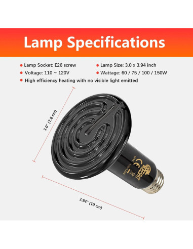 Lámparas de Calor Cerámicas BOEESPAT 150W Paquete de 2