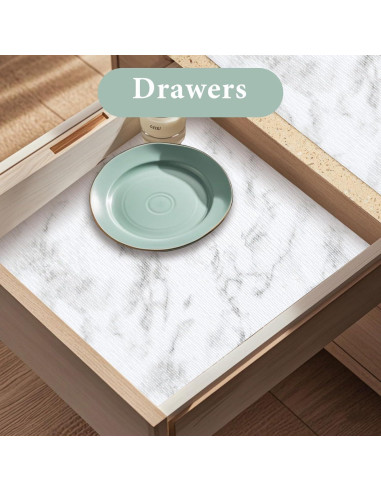 Forro de Estante Antideslizante Kimhan 30.48x600 cm Mármol Blanco