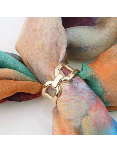 Clip de Bufanda de Seda con Cadena Gruesa Dtja - Joyería de Moda
