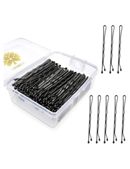 100 Pasadores de Pelo Kanprincess Negro con Caja Almacenamiento 100 Pasadores de Pelo Kanprincess Negro con Caja Almacenamiento