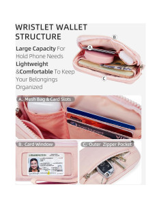 Billetera de muñeca WESTBRONCO para mujeres con RFID - Rosa 2