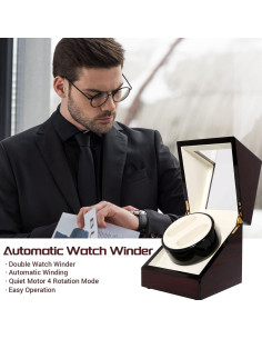 Enrollador de Reloj Uten de Madera Lujo Rojo 4 Modos 2