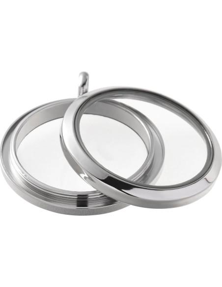 Colgante Locket de Vidrio y Acero Inoxidable FM FM42 30mm Colgante Locket de Vidrio y Acero Inoxidable FM FM42 30mm