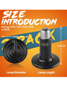 LUCKY HERP 150W Emisor de Calor Cerámico para Reptiles 2-Pack 2