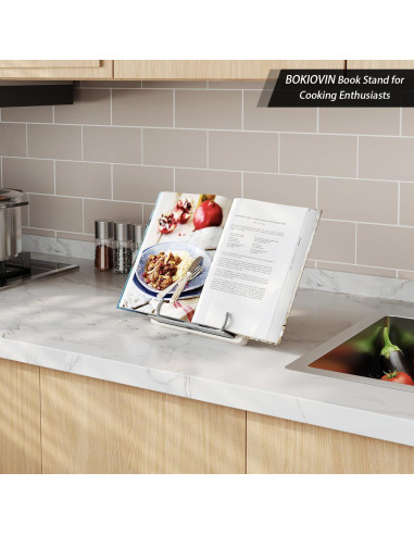 Soporte de Libro Portátil BOKIOVIN Ajustable para Cocina