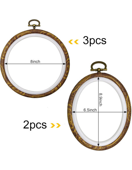Juego de 5 Aros de Bordado Guofa Redondos y Ovalados Juego de 5 Aros de Bordado Guofa Redondos y Ovalados