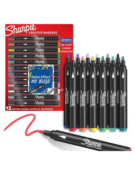 Marcadores Creativos Sharpie 12 Colores Punta de Bala Marcadores Creativos Sharpie 12 Colores Punta de Bala