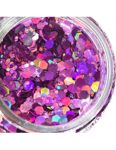 Purpurina Holográfica Ultra Pink 56g Electric Bliss Beauty - Tarro Dosificador 2