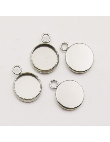 50 Bandejas de Colgante 12mm Acero Inoxidable Blanco DIY
