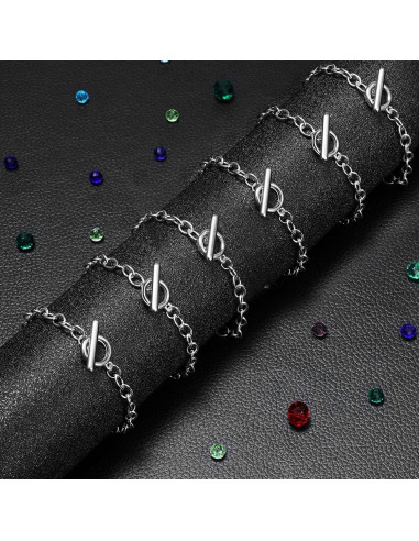 30 Cadenas de Pulsera Hicarer con Cierre de Palanca Plata 18 cm