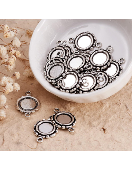 Kissitty 20 Piezas Conectores Cabochón Antiguo Plata 10mm Kissitty 20 Piezas Conectores Cabochón Antiguo Plata 10mm