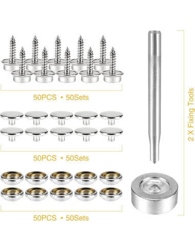 Kit de Botones de Lona CENOZ 150 PCS Acero Inoxidable 9.53 mm