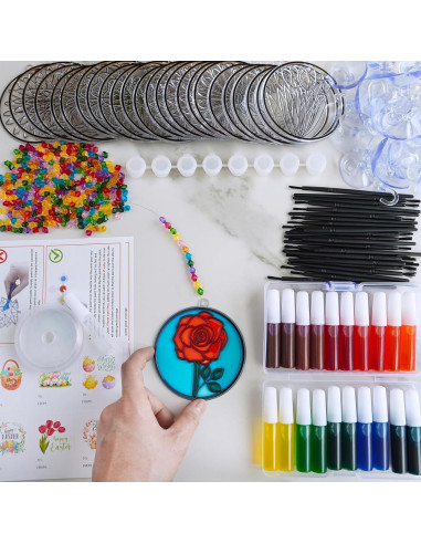 Kit de Pintura Atrapasoles Flores Primavera Winlyn 24 Piezas