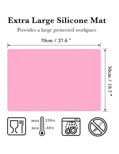 Alfombrilla de Silicona Rosa Grande 70x50cm para Manualidades