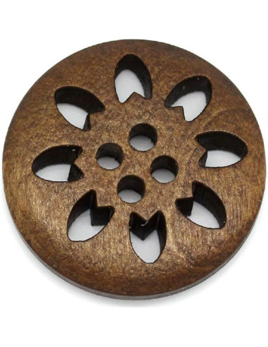 20 Botones de Madera Copo de Nieve HugeStore 25mm para Costura