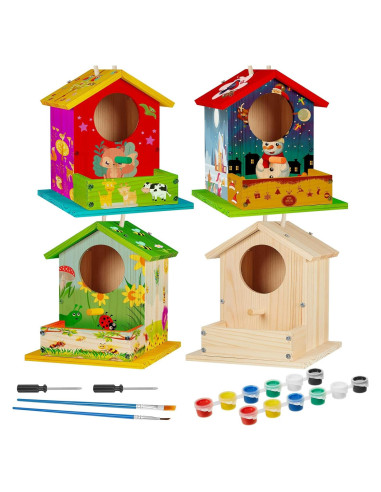 Kit de Casa para Pájaros de Madera Liliful 4 Piezas DIY