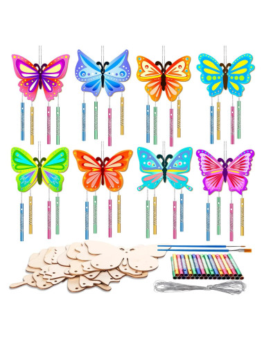 Kit de Campanas de Viento XJWWHZ Mariposa 8 Piezas DIY