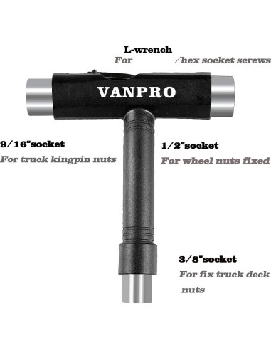 Herramienta multifuncional Vanpro para skateboard - Negro