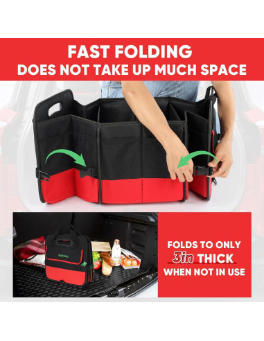 Organizador de Maletero Grande Simniam 95L Plegable Rojo