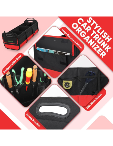 Organizador de Maletero Grande Simniam 95L Plegable Rojo Organizador de Maletero Grande Simniam 95L Plegable Rojo