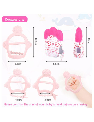 Mitones de Silicona Vicloon para Dentición 2 Piezas Rosa