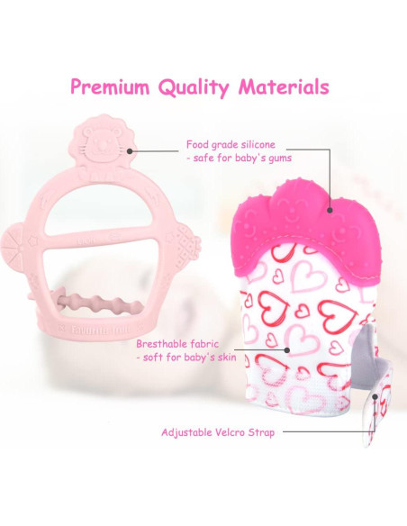 Mitones de Silicona Vicloon para Dentición 2 Piezas Rosa Mitones de Silicona Vicloon para Dentición 2 Piezas Rosa