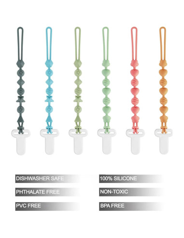 Clips de Silicona para Chupetes PandaEar - 6 Piezas Seguros
