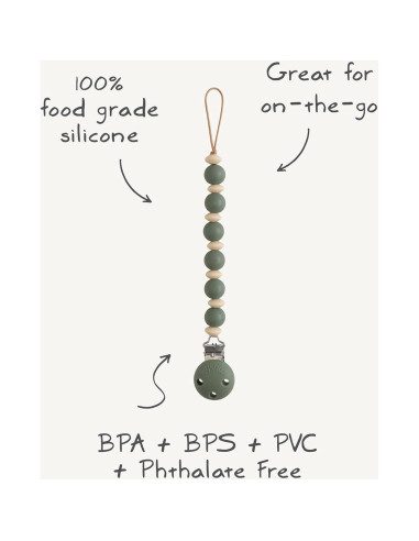Clip de Chupete de Silicona Mushie Luna 100% Libre de BPA