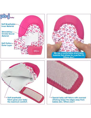 Mitón de Silicona Teethee PBnJ para Bebés - 3 Texturas