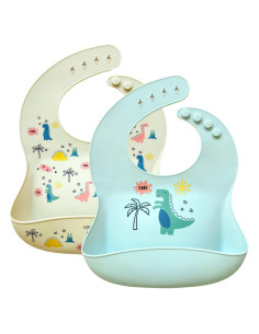 Baberos de Silicona Hippypotamus - Impermeables para Bebés 29.2x22.9cm
