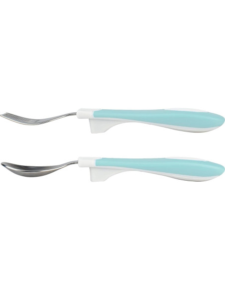 Juego de Cuchara y Tenedor para Bebés Dr. Brown's Teal 12m+ Juego de Cuchara y Tenedor para Bebés Dr. Brown's Teal 12m+